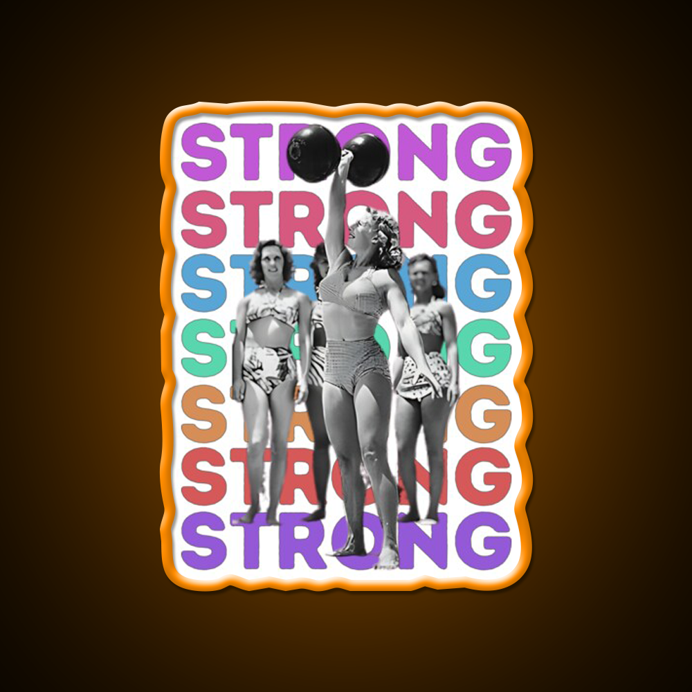 Vintage Strongwoman Muscle Beach Gym Fitness Led Neon Sign Rgb Color