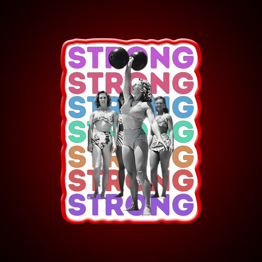Vintage Strongwoman Muscle Beach Gym Fitness Led Neon Sign Rgb Color - LED neon sign view 10