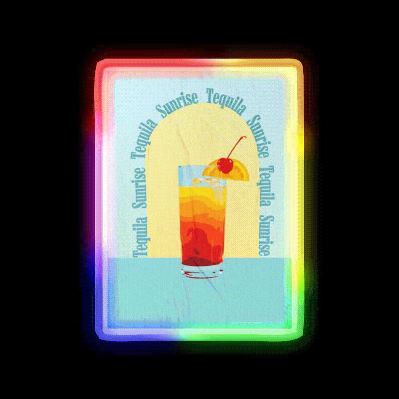 Vintage Tequila Sunrise Party Drink Tequila Led Neon Sign Rgb Color