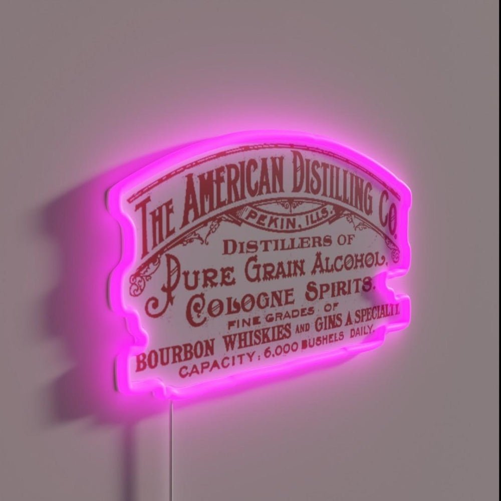 Vintage The American Distilling Pekin Illinois Rgb Led Neon Sign - Shineneon