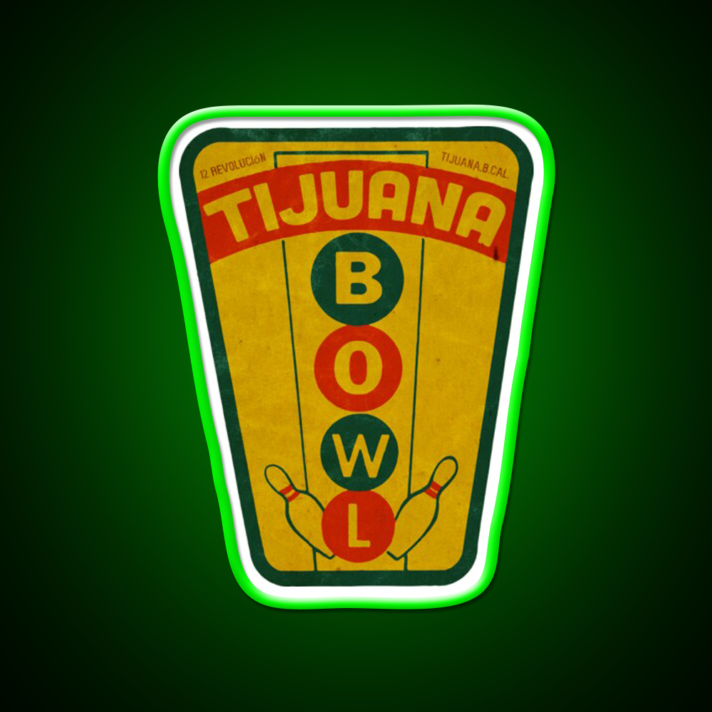 Vintage Tijuana Mexico Bowling Alley Whiskey Drink Bar Led Neon Sign Rgb Color