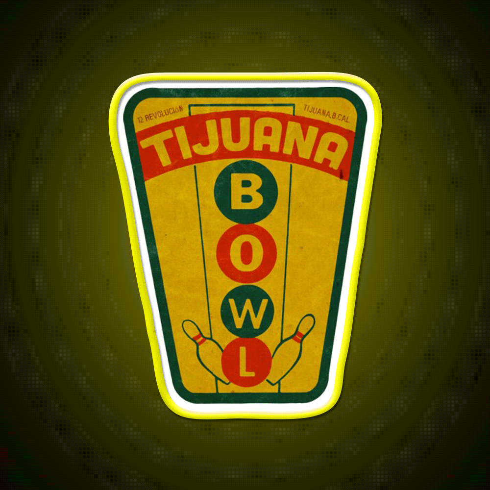 Vintage Tijuana Mexico Bowling Alley Whiskey Drink Bar Led Neon Sign Rgb Color