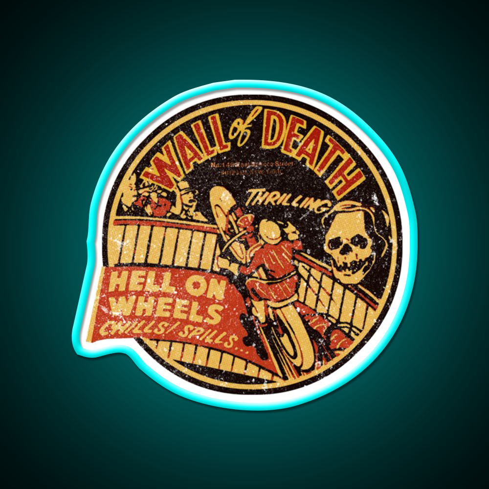 Vintage Wall Of Death Moto Beer Bar Decor Led Neon Sign Rgb Color - Size and dimension reference