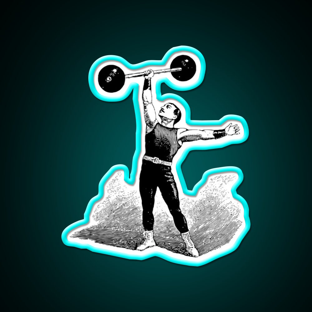 Vintage Weightlifter Gym Fitness Led Neon Sign Rgb Color - Size and dimension reference