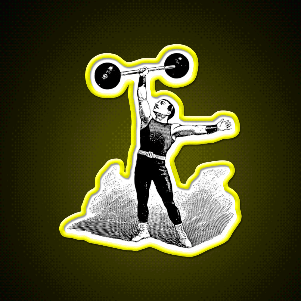 Vintage Weightlifter Gym Fitness Led Neon Sign Rgb Color - Custom LED neon sign front view