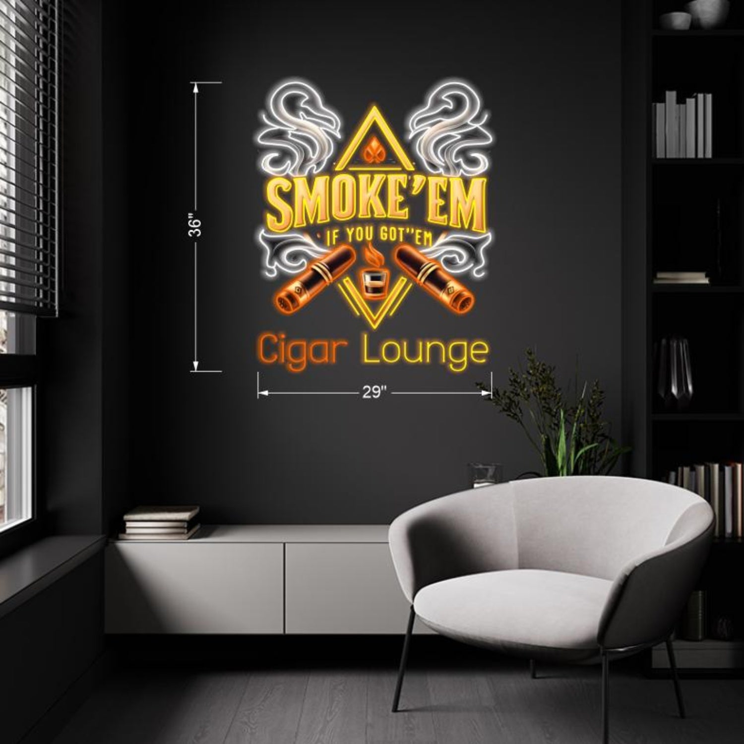 Vintage Yellow Orange Cigar Smoke Flame Led Neon Sign For Lounge Decor | Shineneon