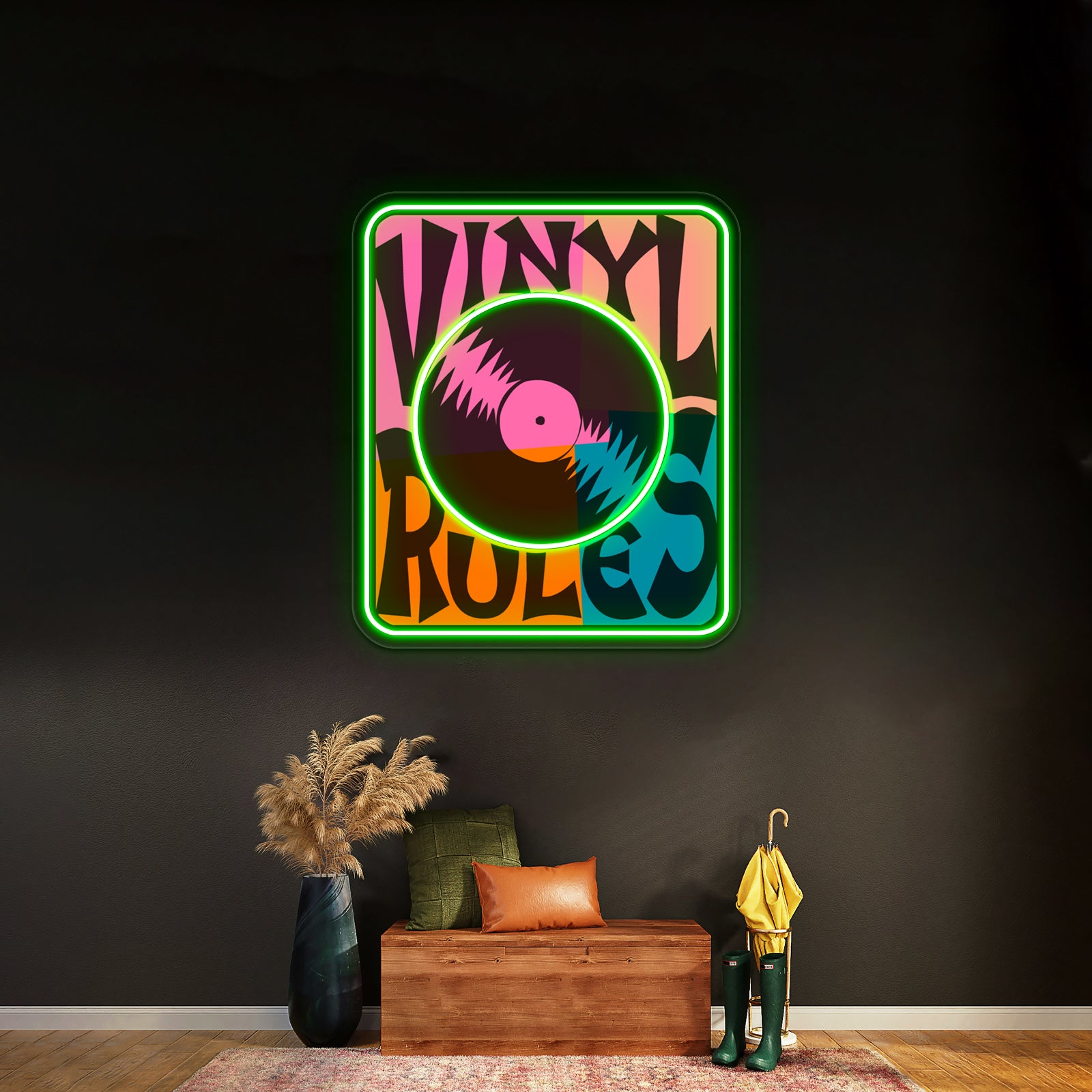 Vinyl Records Rule Pop Artwork Neon Signs Custom | Shineneon