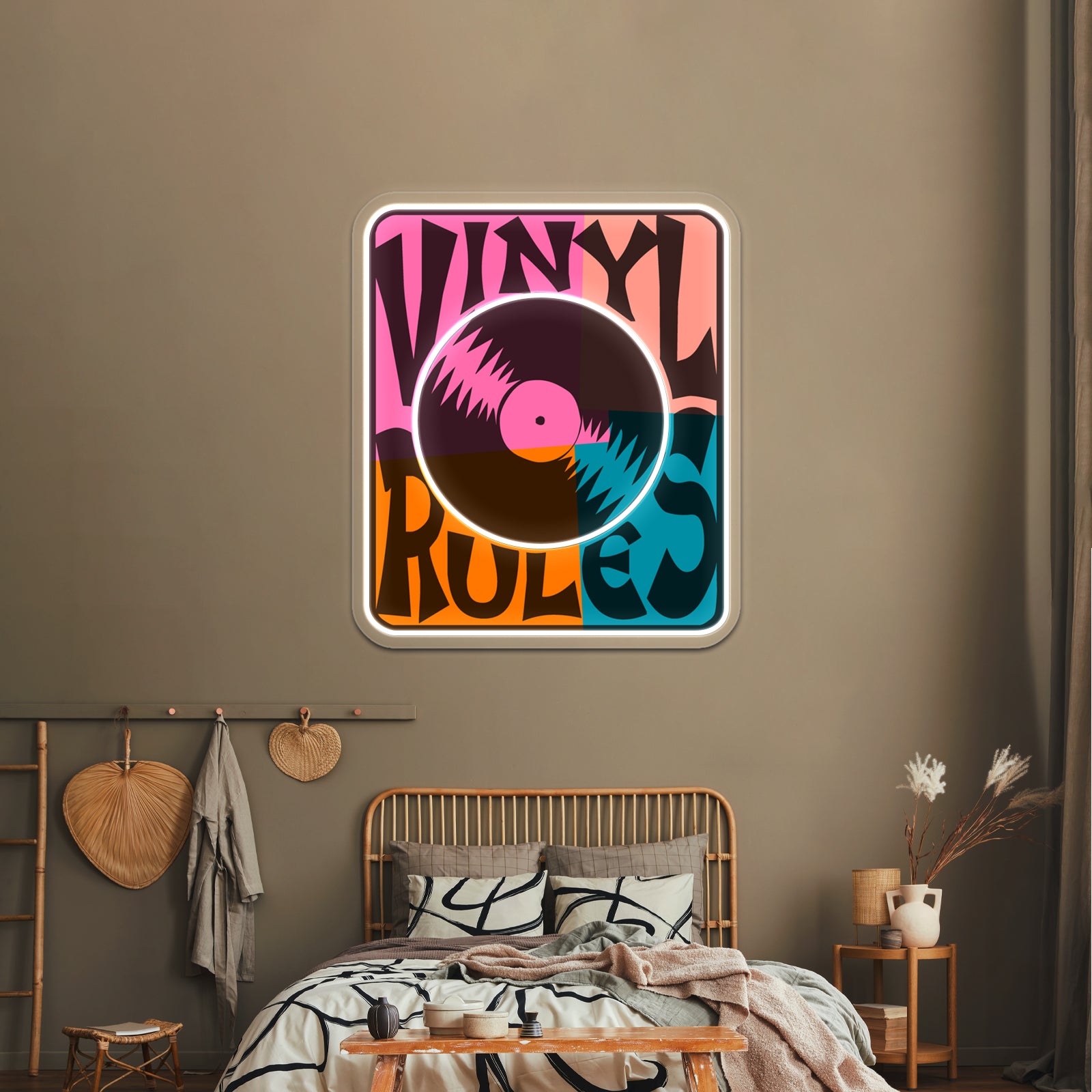 Vinyl Records Rule Pop Artwork Neon Signs Custom | Shineneon
