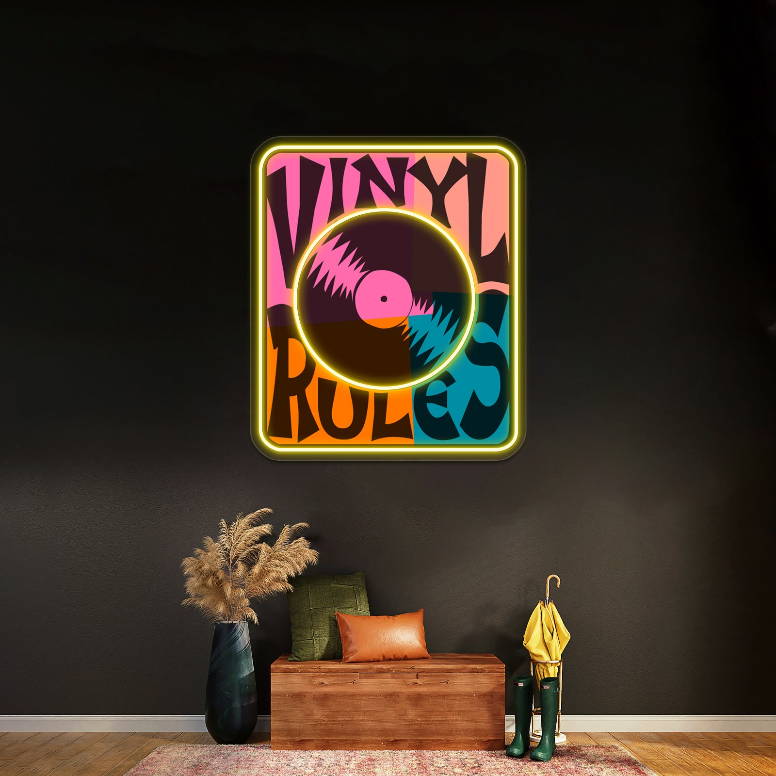 Vinyl Records Rule Pop Artwork Neon Signs Custom | Shineneon