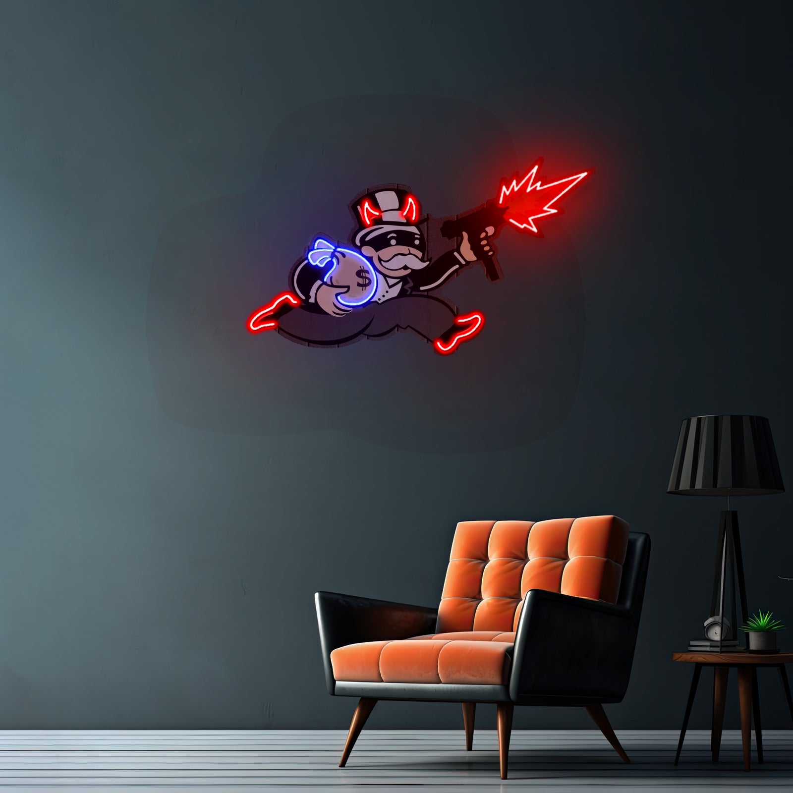 Violent Monopoly Gun Custom Led Signs Artwork For Sale