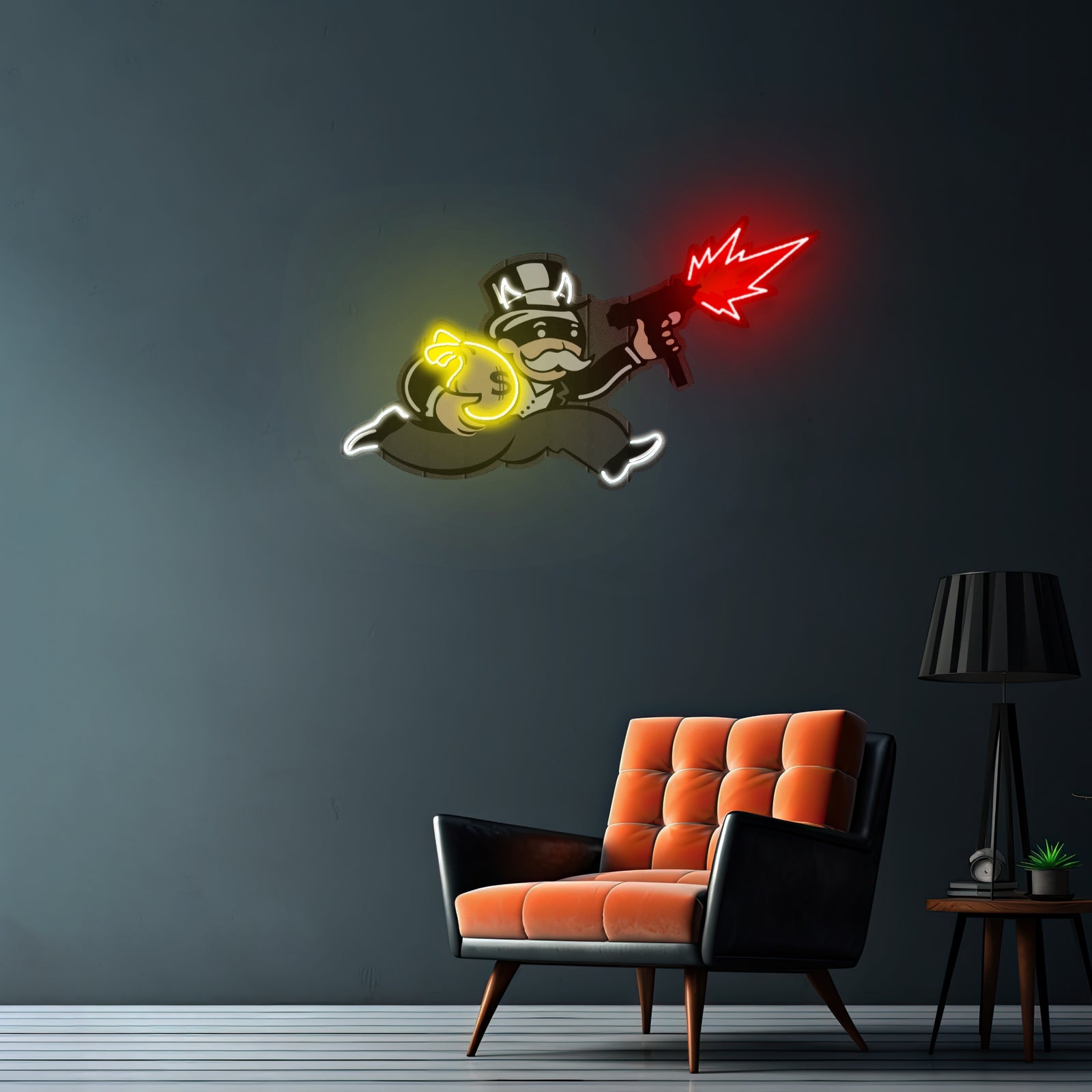 Violent Monopoly Gun Custom Led Signs Artwork For Sale