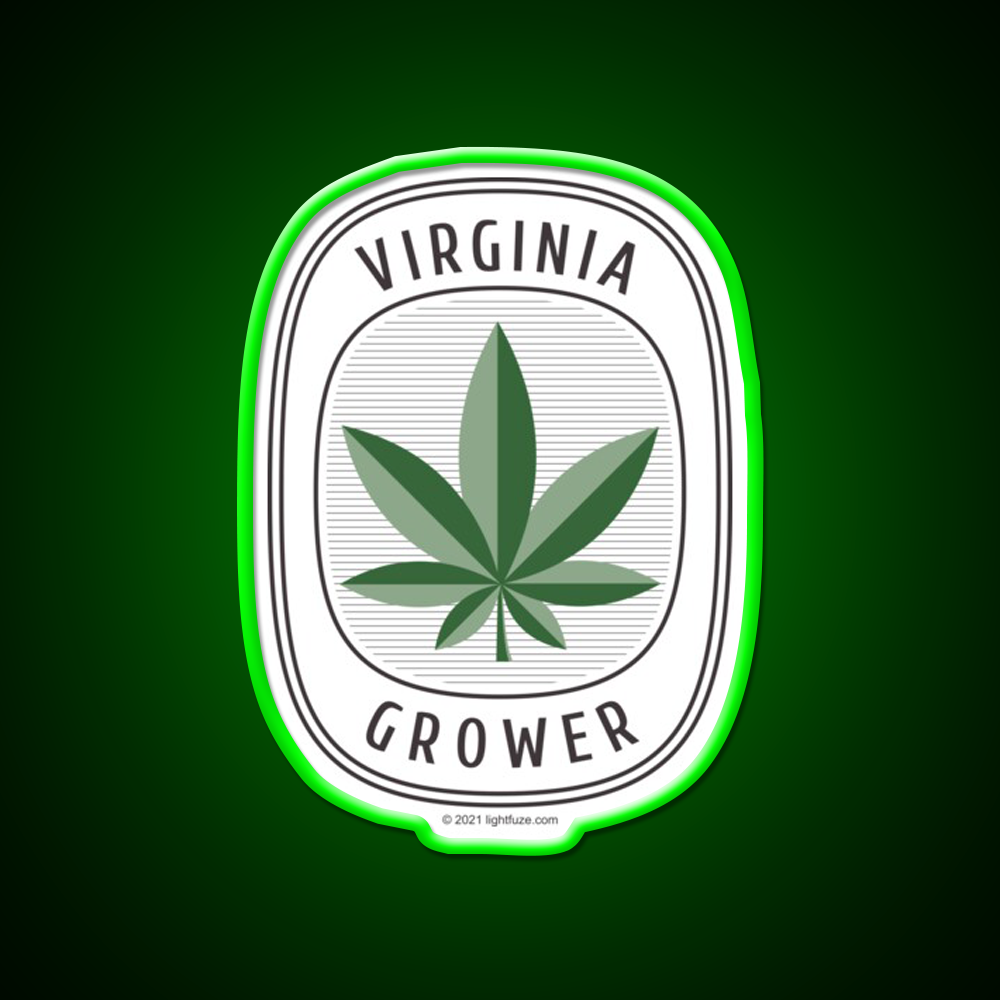 Virginia Grower Retro Label Hemp Inspired Green Leaf Led Neon Sign Rgb Color - LED neon sign view 8