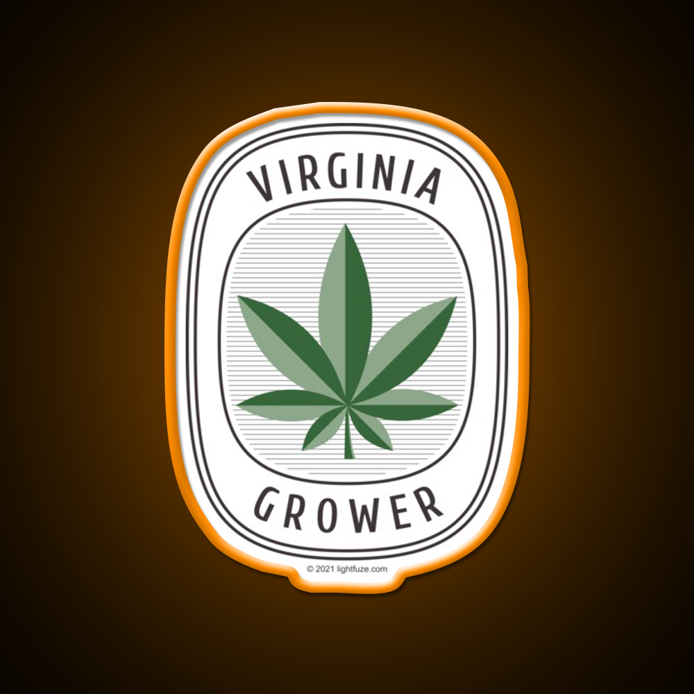 Virginia Grower Retro Label Hemp Inspired Green Leaf Led Neon Sign Rgb Color - LED neon sign view 6