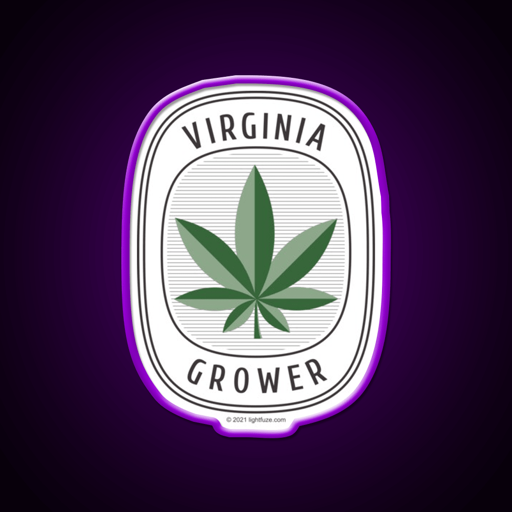 Virginia Grower Retro Label Hemp Inspired Green Leaf Led Neon Sign Rgb Color - Shineneon