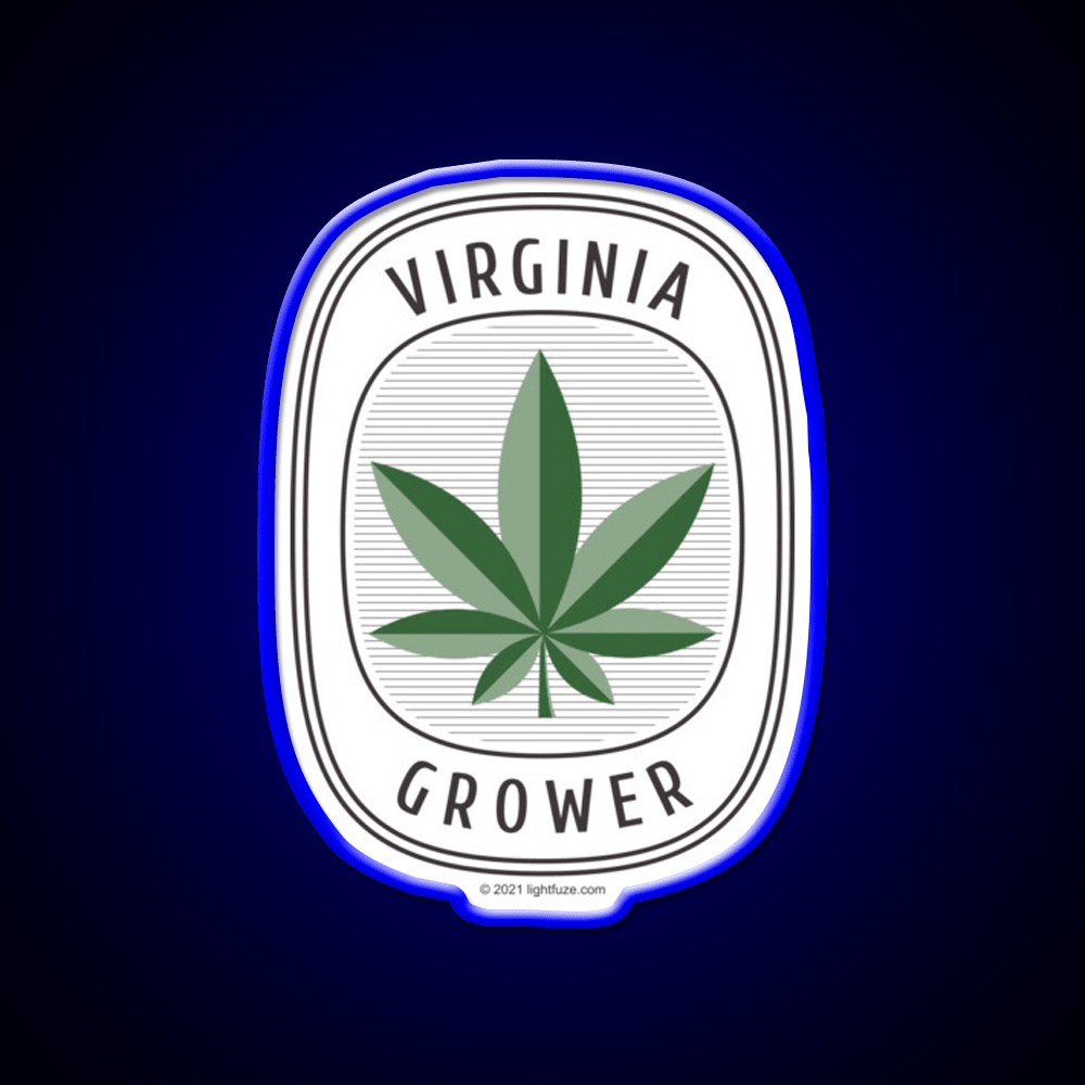 Virginia Grower Retro Label Hemp Inspired Green Leaf Led Neon Sign Rgb Color - Shineneon