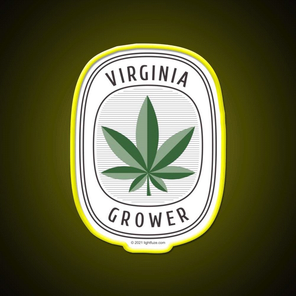 Virginia Grower Retro Label Hemp Inspired Green Leaf Led Neon Sign Rgb Color