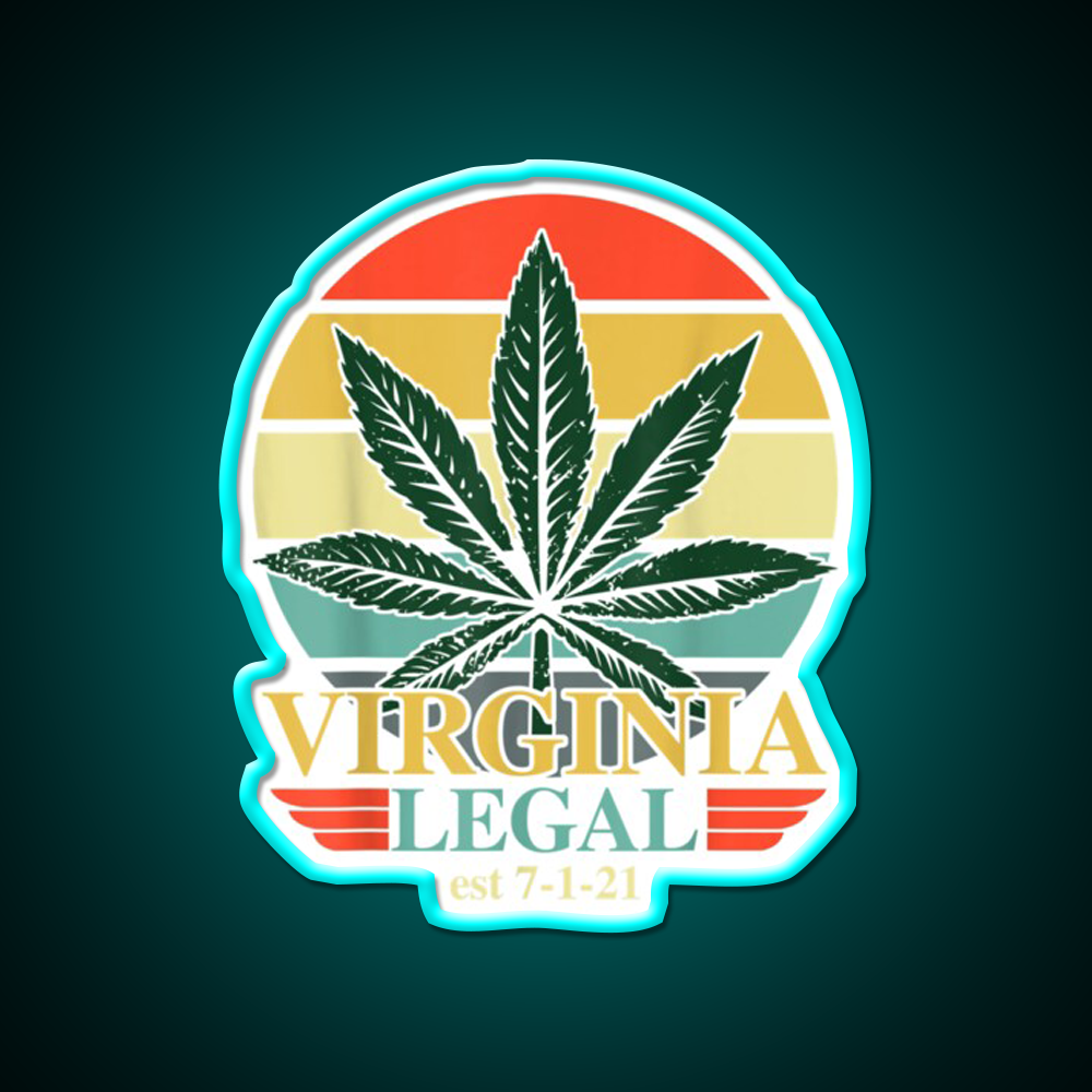 Virginia Legal Medical Stoners Edibles Green Leaf Led Neon Sign Rgb Color - Size and dimension reference