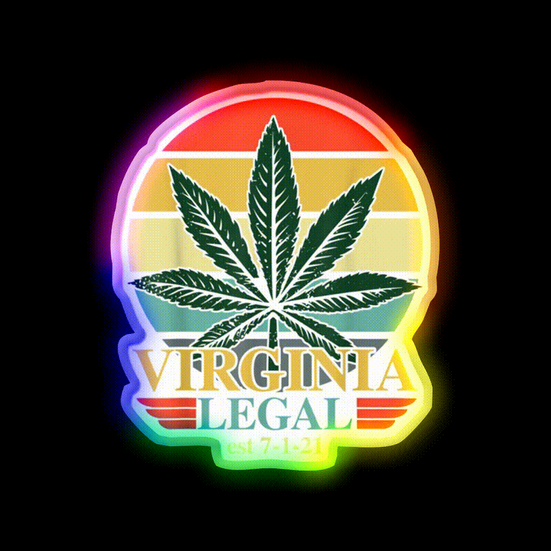 Virginia Legal Medical Stoners Edibles Green Leaf Led Neon Sign Rgb Color - LED neon sign close-up detail