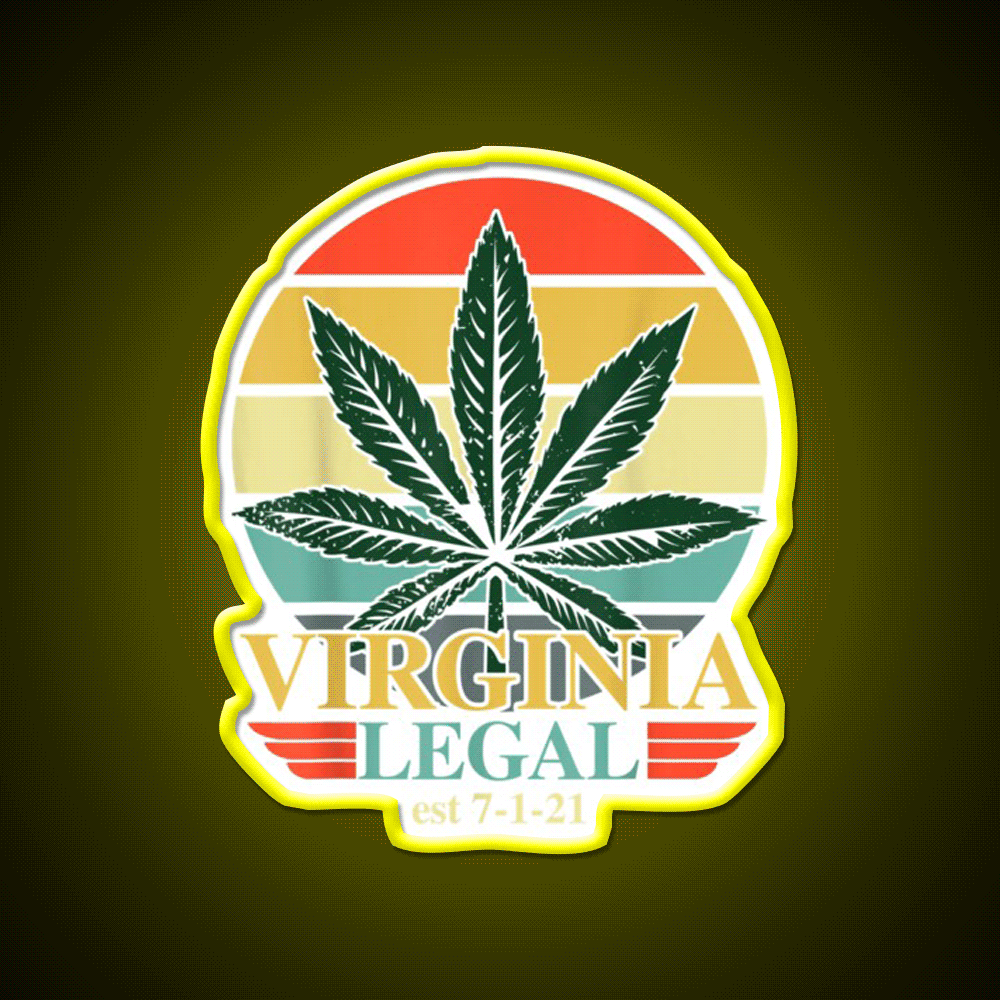 Virginia Legal Medical Stoners Edibles Green Leaf Led Neon Sign Rgb Color - Custom LED neon sign front view