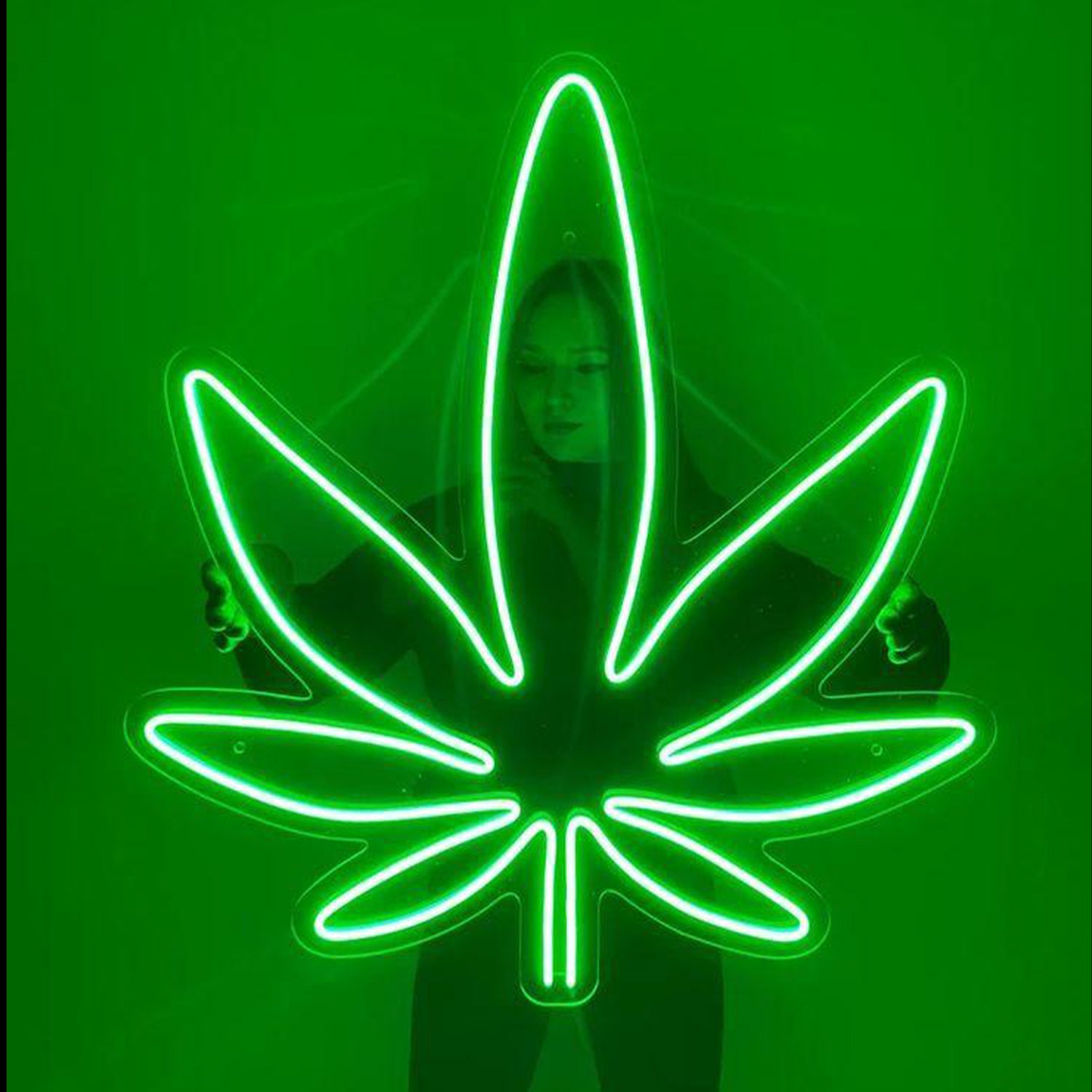 Vivid Green Marijuana Leaf LED Neon Sign for Theme Bar Decor | Shineneon