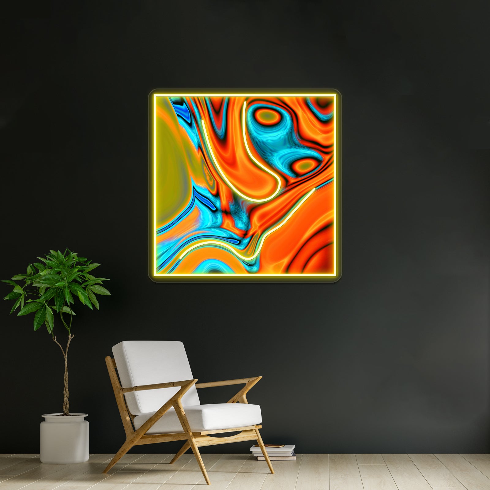 Vivid Modern Southwest Hipster Turquoise Orange Swirls Wall Artwork Neon Signs | Shineneon