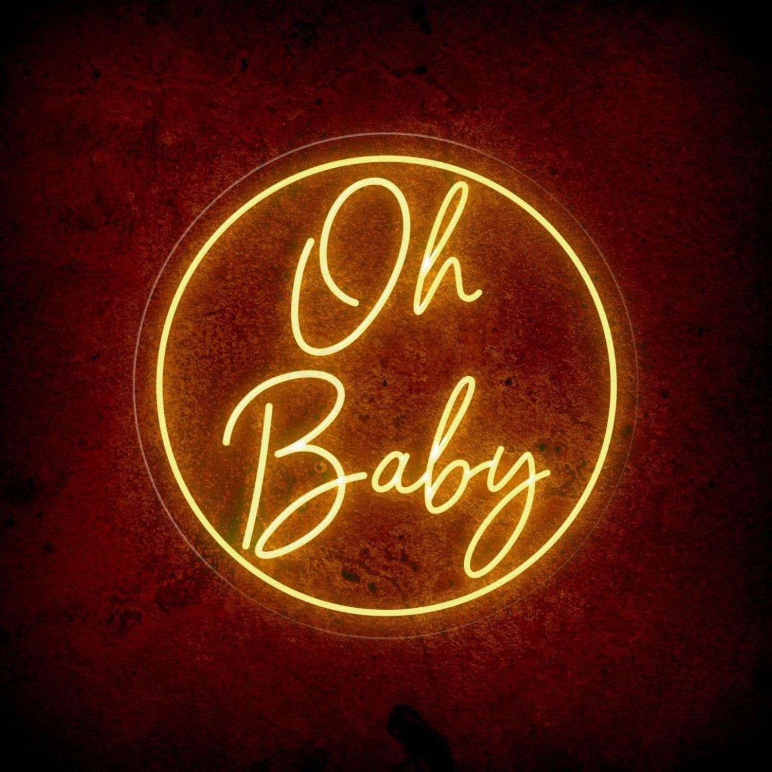 Vivid Pink-Purple Oh Baby Round Led Neon Sign Baby Shower Backdrop Wall Decor | Shineneon