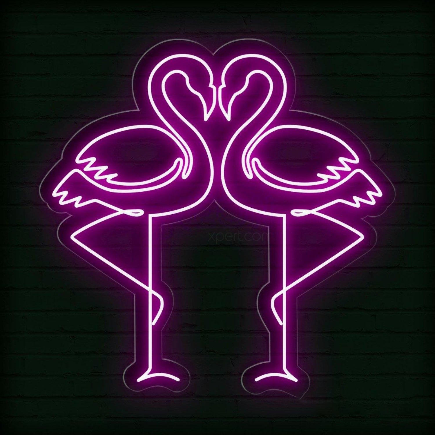 Vivid Purple Flamingo Couple Led Neon Sign For Romantic Indoor Decor | Shineneon