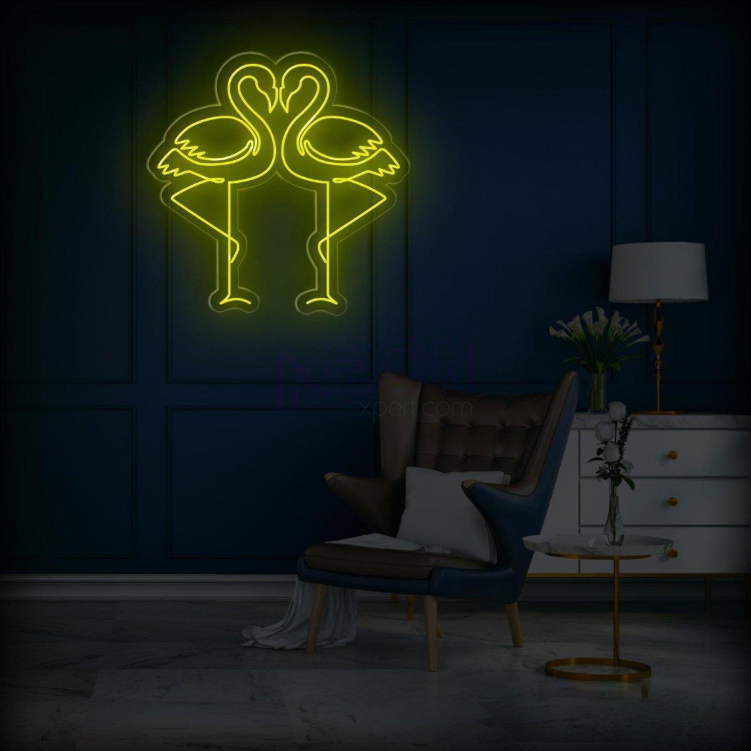 Vivid Purple Flamingo Couple Led Neon Sign For Romantic Indoor Decor | Shineneon