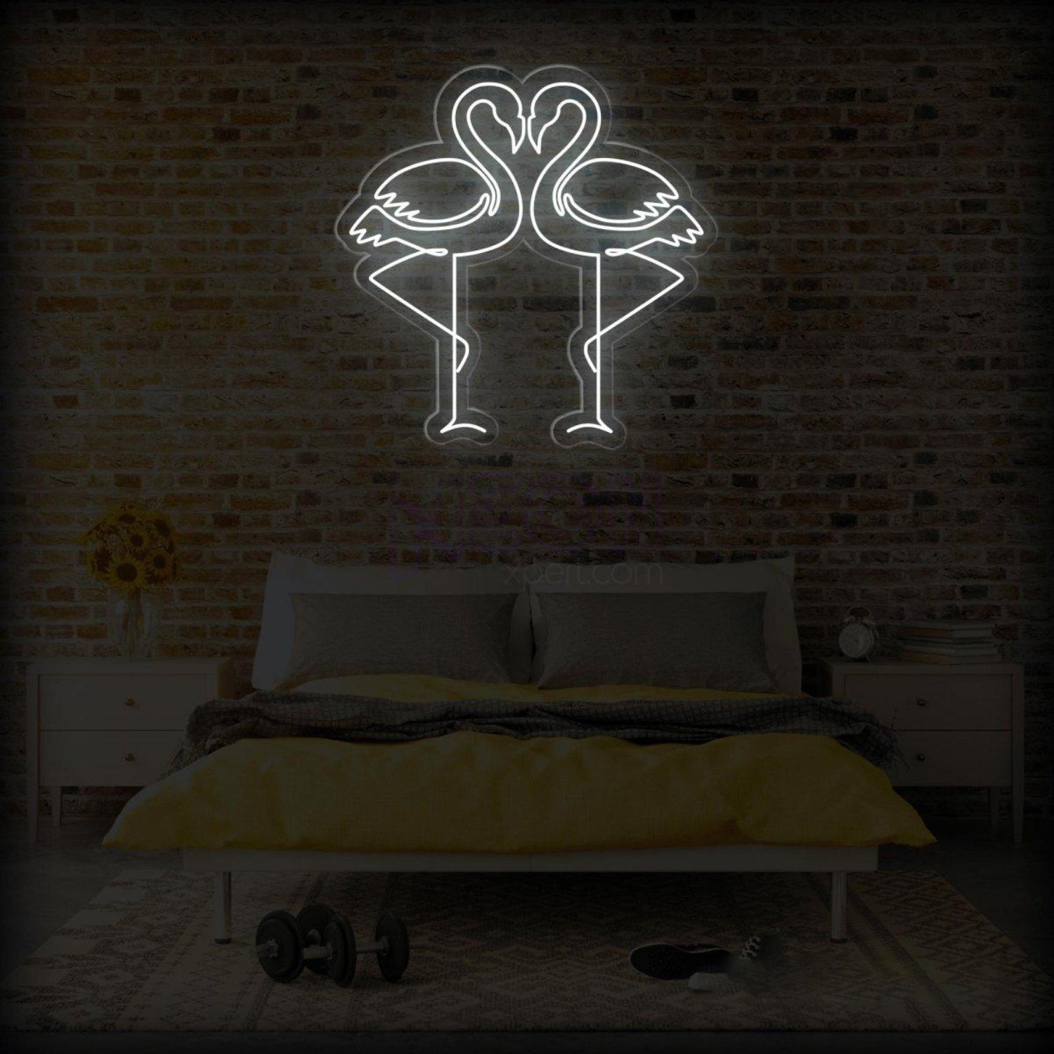 Vivid Purple Flamingo Couple Led Neon Sign For Romantic Indoor Decor | Shineneon