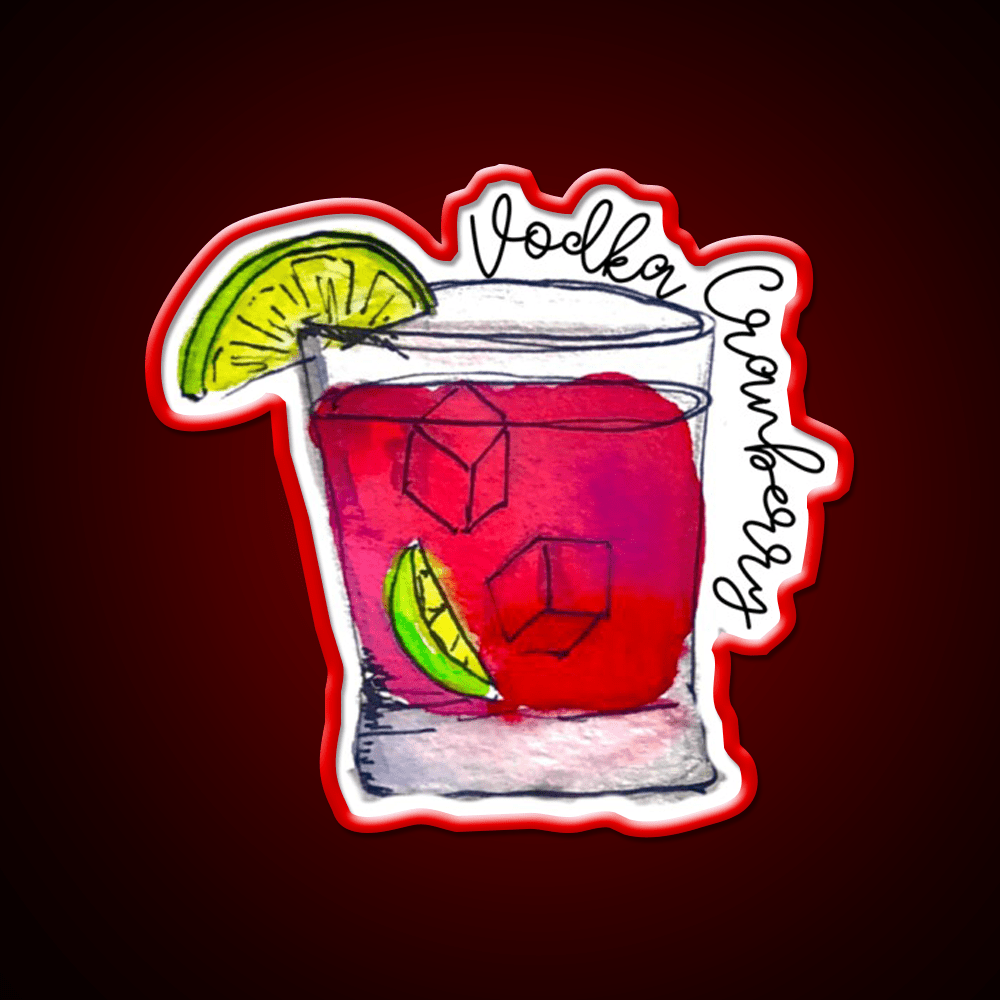 Vodka Cranberry Watercolor Cocktail Bar Decor Led Neon Sign Rgb Color - Shineneon