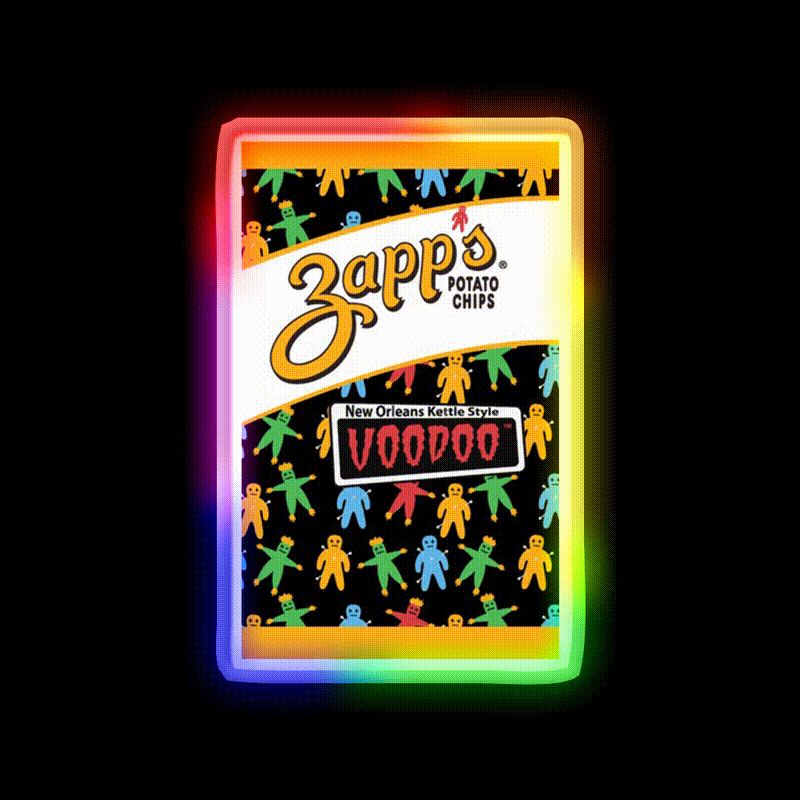 Voodoo Chips Bag Snack Food Led Neon Sign Rgb Color - LED neon sign close-up detail
