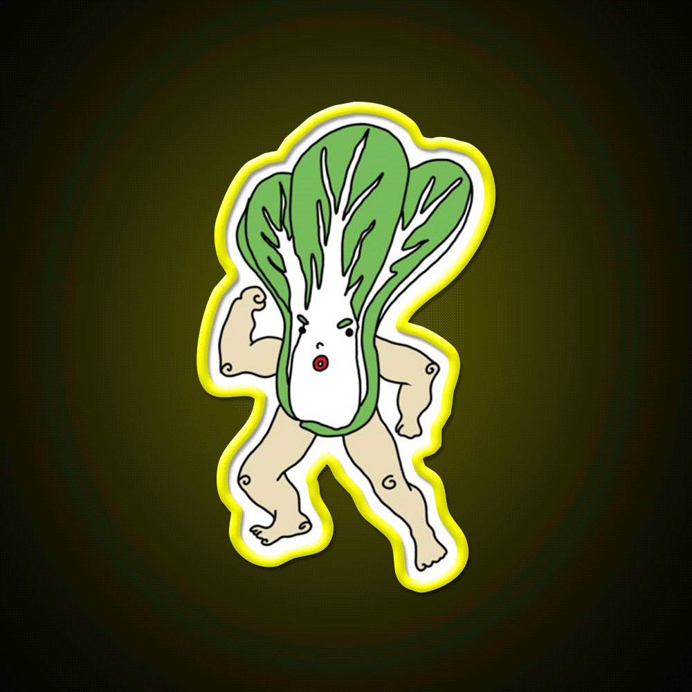 Wacky Snackies Bok Choy Boy Snack Food Led Neon Sign Rgb Color - Custom LED neon sign front view
