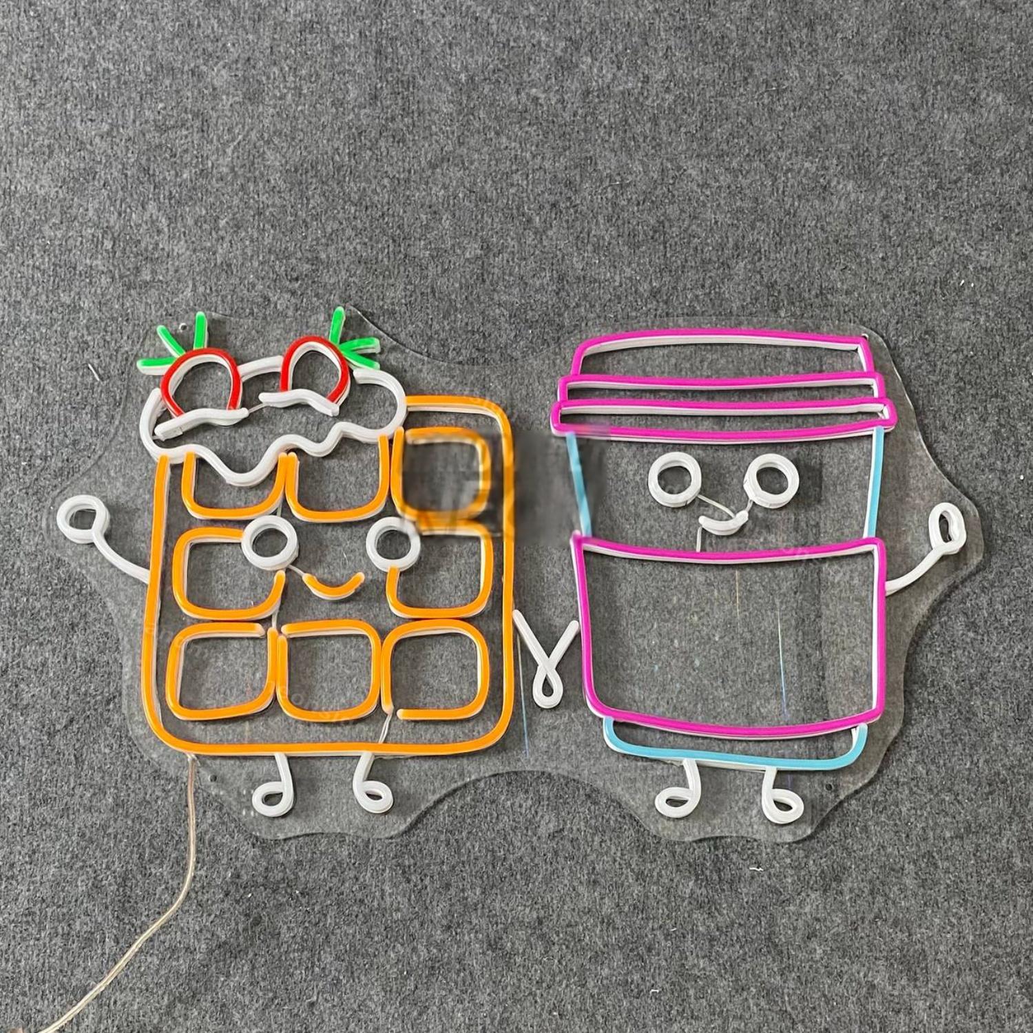 Waffle And Coffee Cup Led Neon Sign Food Led Neon Sign | Shineneon