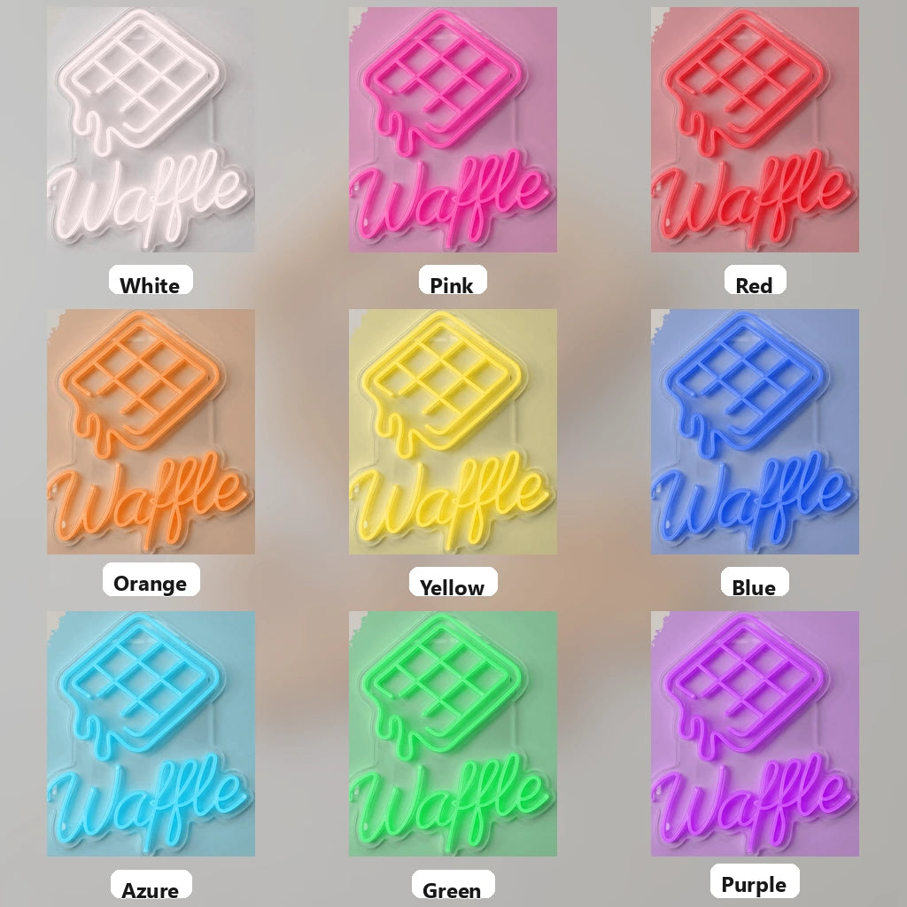 Waffle Business Wall Decor LED Neon Sign - 05 Color Grid