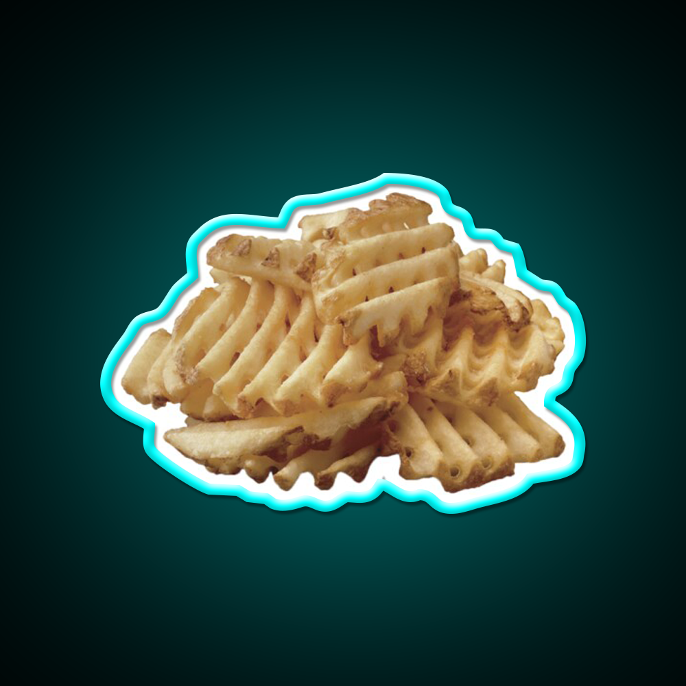 Waffle Fries Fast Food Led Neon Sign For Burger Place Rgb Color