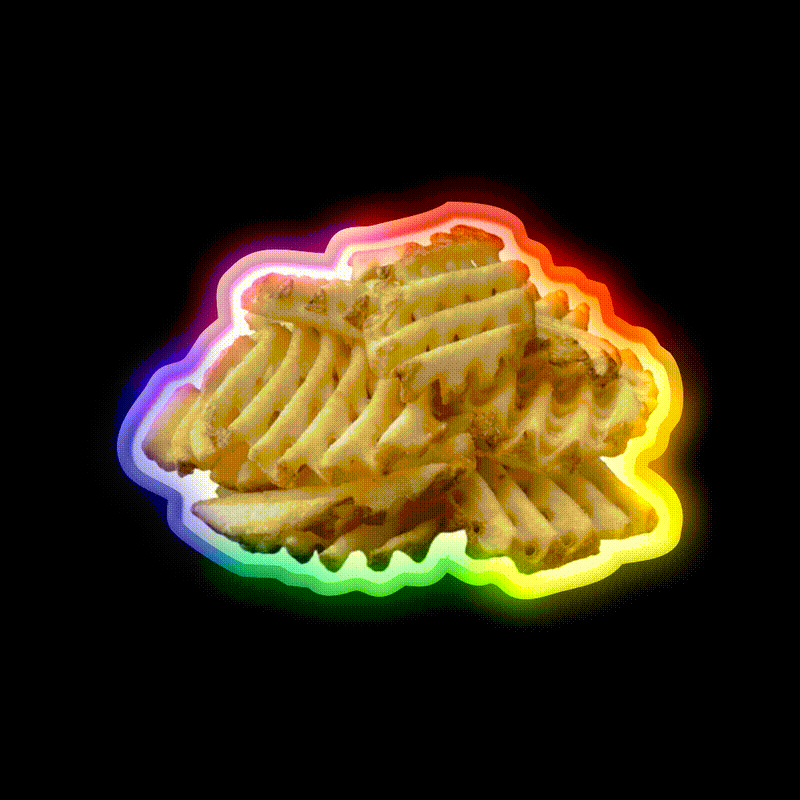 Waffle Fries Fast Food Led Neon Sign For Burger Place Rgb Color