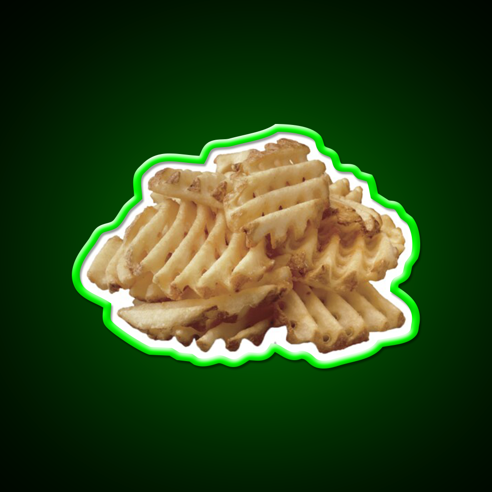 Waffle Fries Fast Food Led Neon Sign For Burger Place Rgb Color