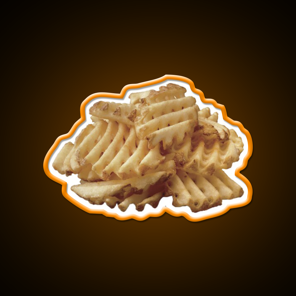 Waffle Fries Fast Food Led Neon Sign For Burger Place Rgb Color