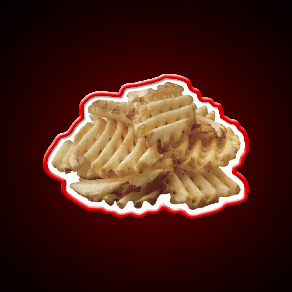 Waffle Fries Fast Food Led Neon Sign For Burger Place Rgb Color