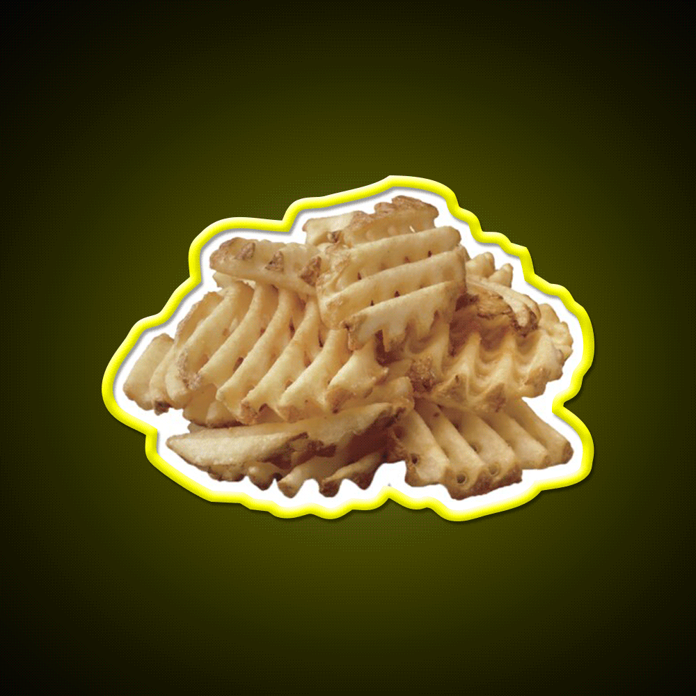 Waffle Fries Fast Food Led Neon Sign For Burger Place Rgb Color