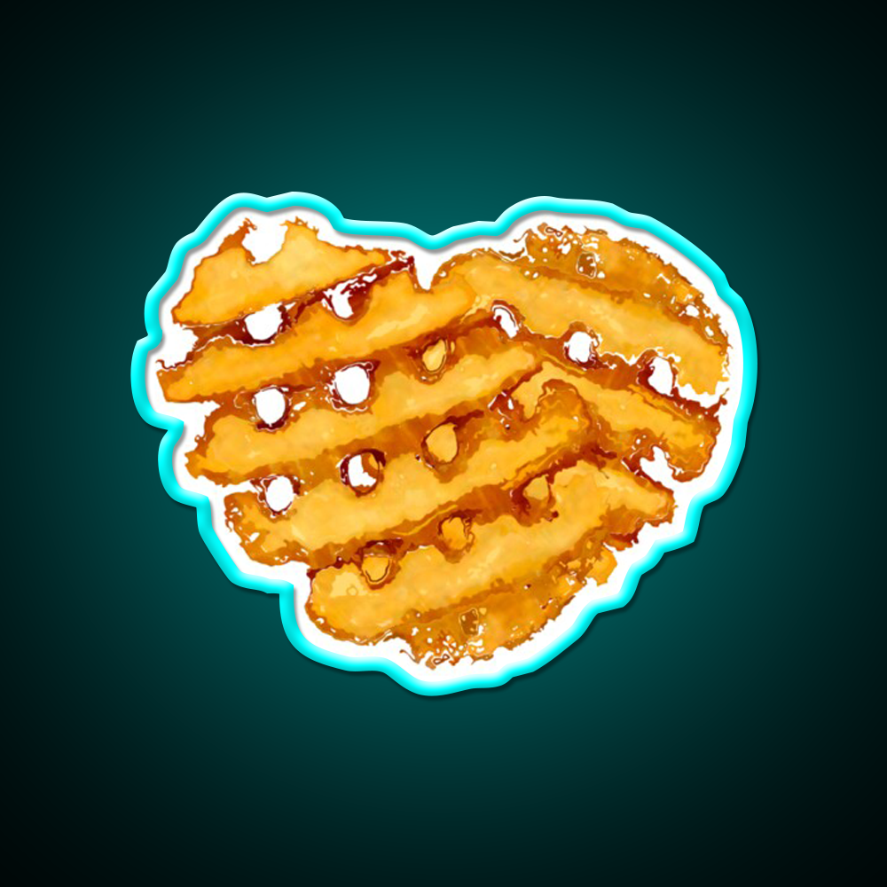 Waffle Fries In Love Fast Food Led Neon Sign For Burger Place Rgb Color
