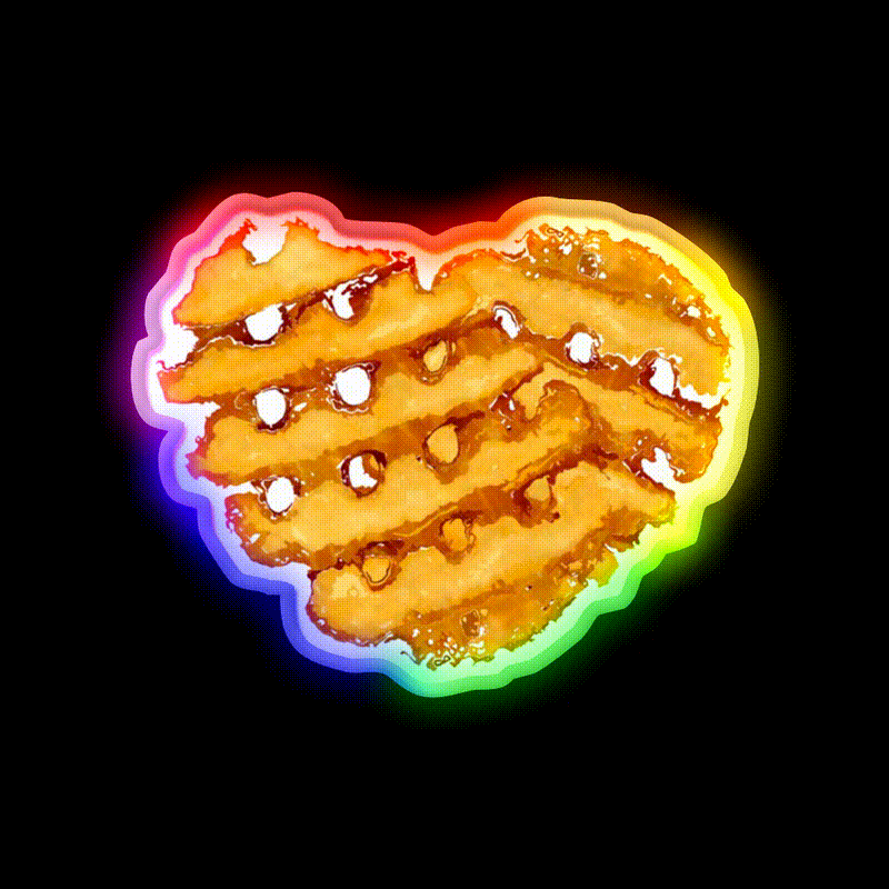 Waffle Fries In Love Fast Food Led Neon Sign For Burger Place Rgb Color