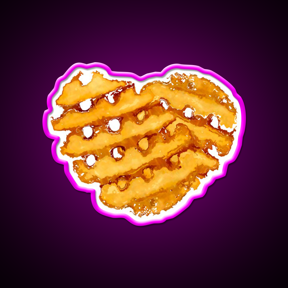 Waffle Fries In Love Fast Food Led Neon Sign For Burger Place Rgb Color