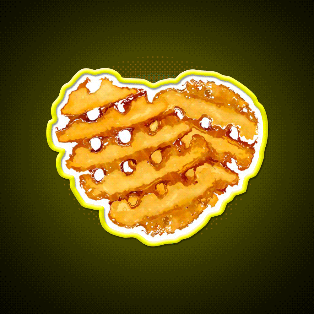Waffle Fries In Love Fast Food Led Neon Sign For Burger Place Rgb Color