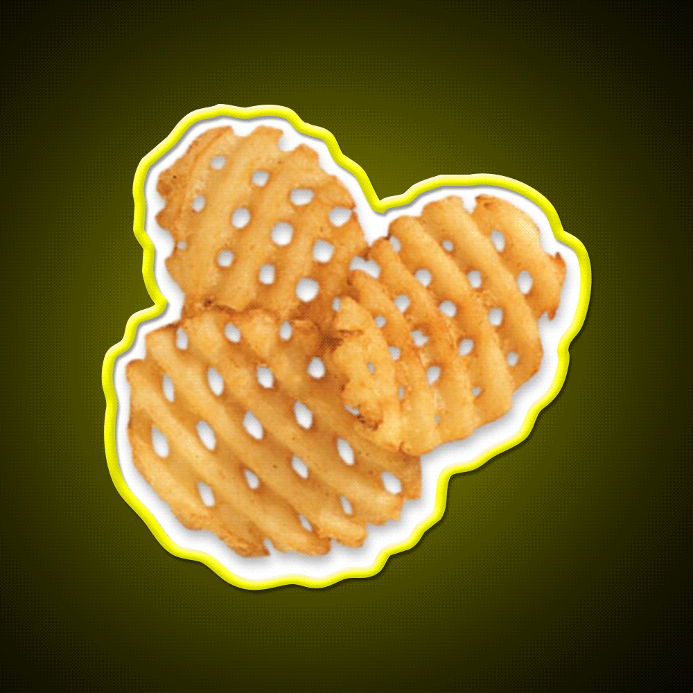 Waffle Fries Snack Food Led Neon Sign Rgb Color - Custom LED neon sign front view