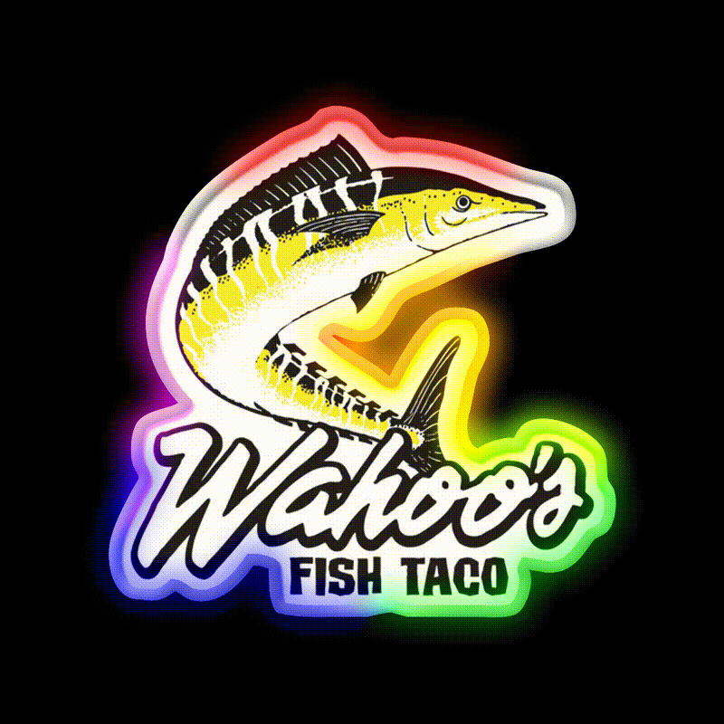 Wahoos Fish Taco Resto Fast Food Led Neon Sign For Burger Place Rgb Color