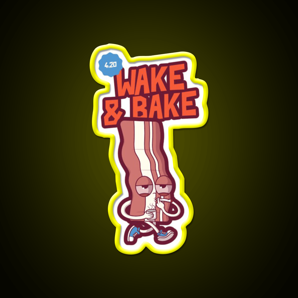 Wake And Bake 420 Hemp Inspired Green Leaf Led Neon Sign Rgb Color - Shineneon