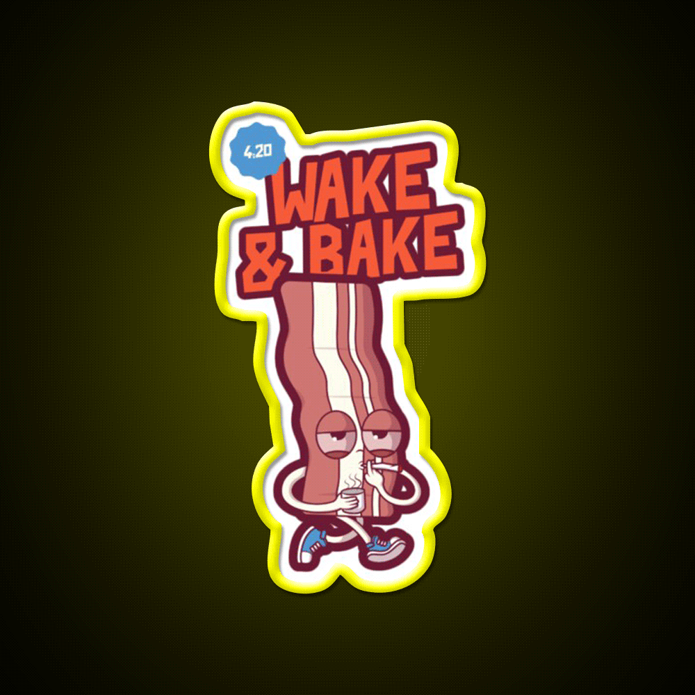 Wake And Bake 420 Hemp Inspired Green Leaf Led Neon Sign Rgb Color - Custom LED neon sign front view