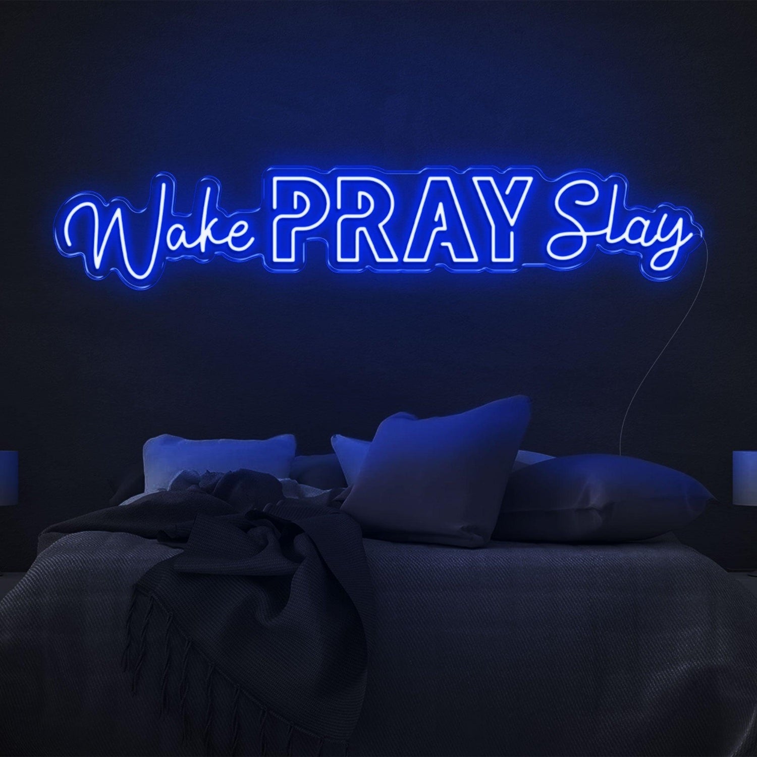 Wake Pray Slay Bright Yellow Led Neon Sign For Bedroom Wall Decor | Shineneon