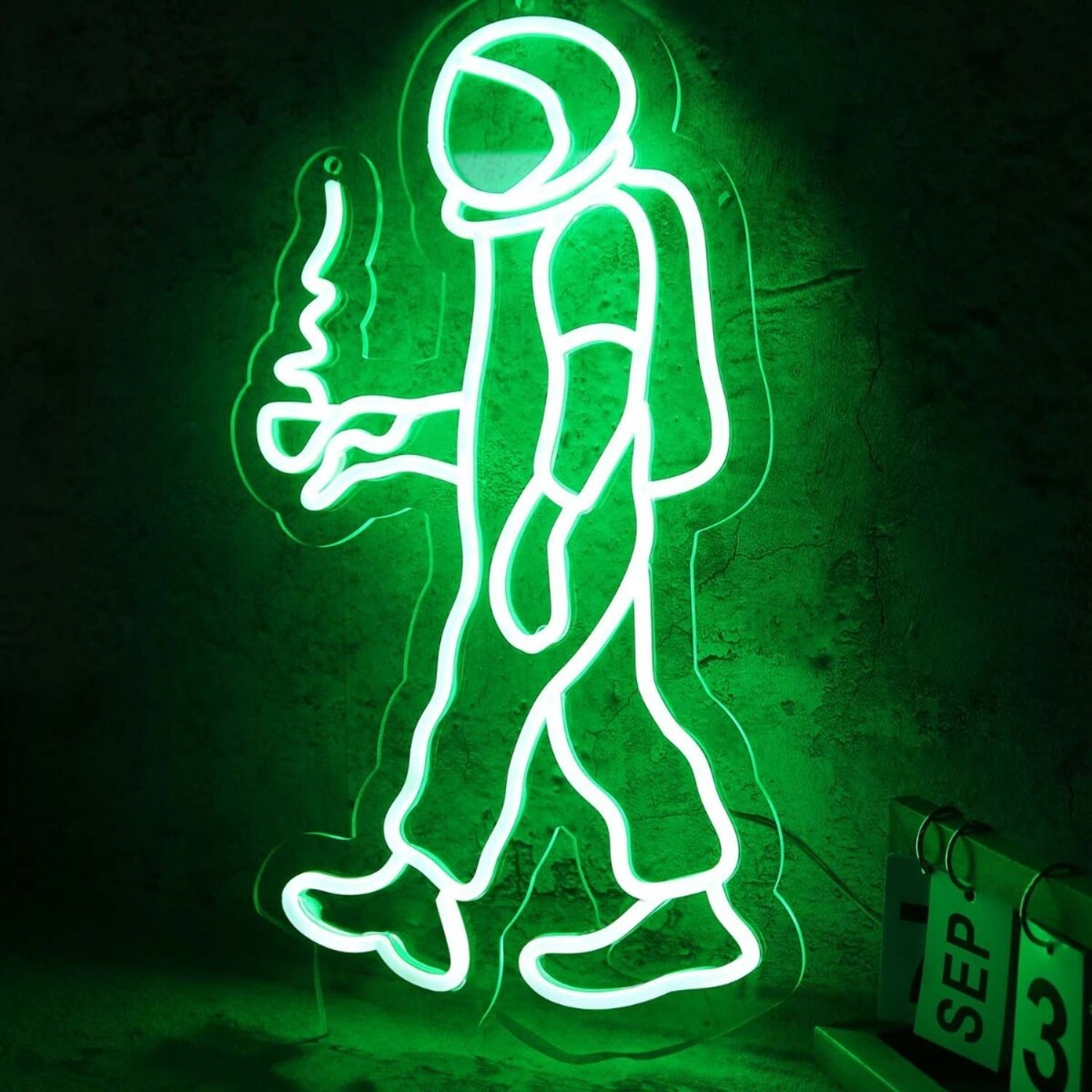 Walking Space Man Green Led Neon Sign - Shineneon